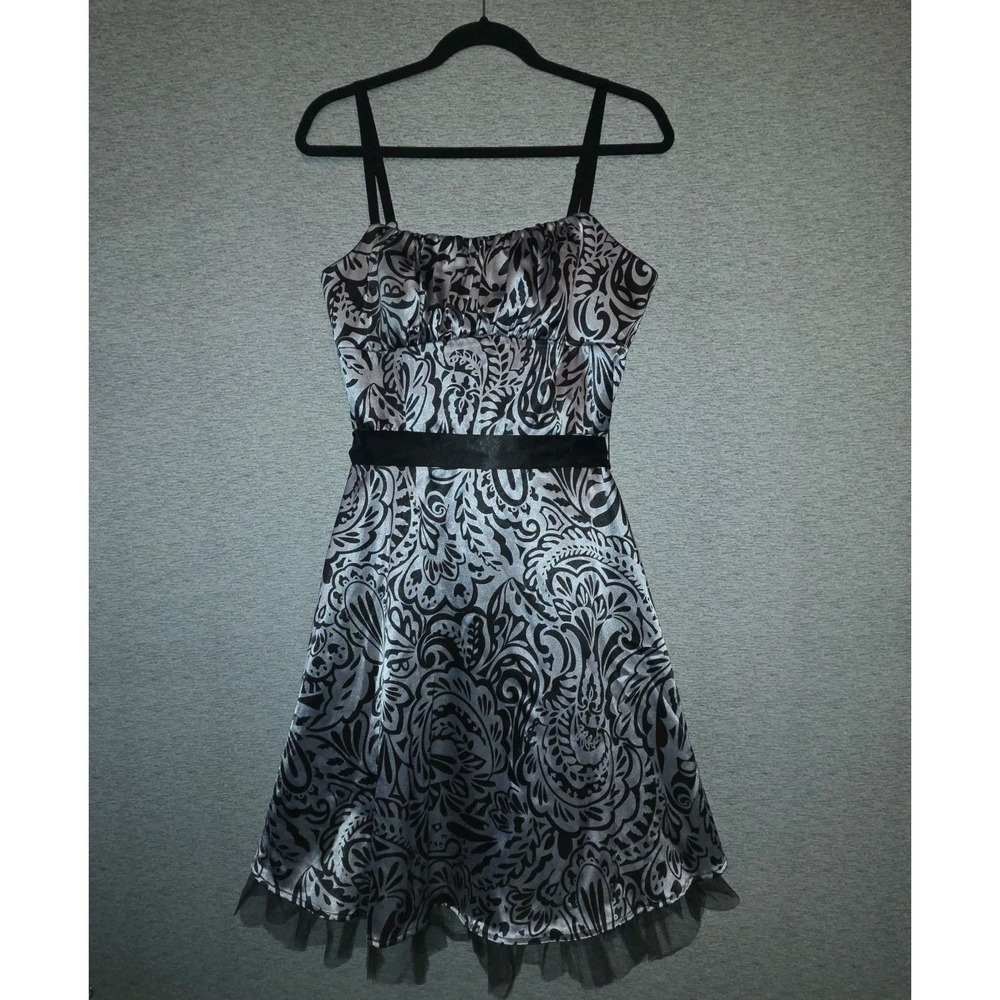 Dressbarn Metallic Cocktail Dress Womens 14 Fit Flare Babydoll Coquette Prom